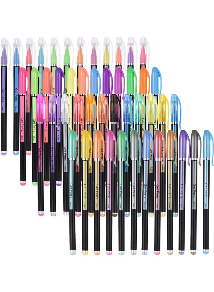 مجموعة أقلام جل 48 لون – أقلام جليتر، نيون، جواش ومعدنية للرسم، التحديد، التلوين ودفاتر التلوين للطلاب - Image 5